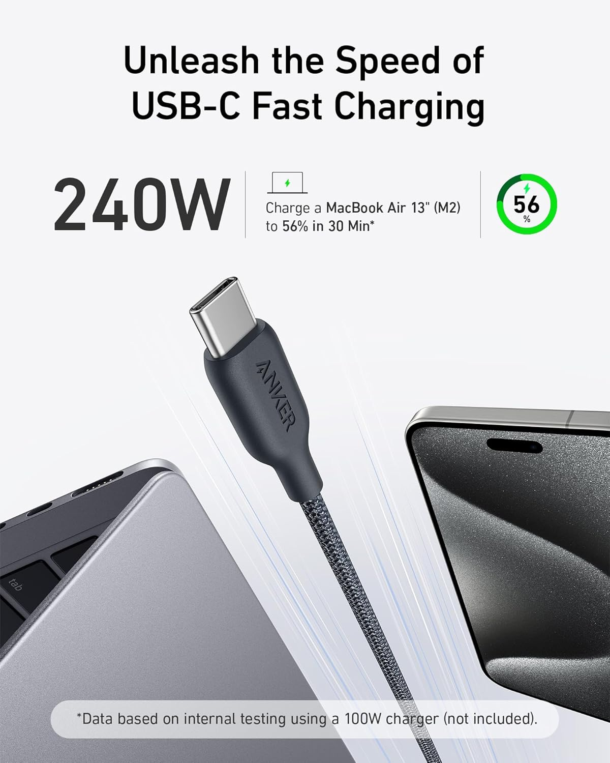 Anker 544 USB-C To USB-C Cable (6 ft, 240W, Bio-Braided)